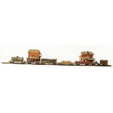 Lot of HO Scale Train Cars and Buildings