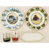 5 Piece Misc. Railroad Dishes Glasses