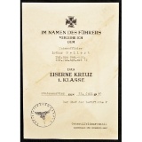 German WWII Luftwaffe 1st Class Iron Cross Documen