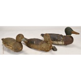 Lot of 3 Wooden Duck Decoys Hand Made