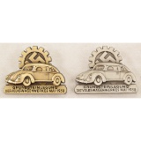 German WWII 1938 Silver & Gold Volkswagen Badges
