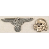 German WWII Waffen SS Officer Visor Eagle & Skull