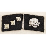 Pair of German WWII Waffen SS Totenkopf Collar Tab