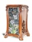 Contemporary Wood And Leaded Glass Display Stand