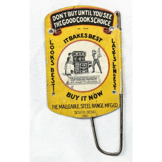 Country Store Receipt Hook w/ Stove Advertisement