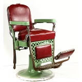Vintage Emil J Paidar Lt Green Porc Barber Chair