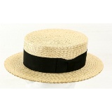 Champ Summer Straw Boater Hat w/Hat Box