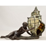 Bronze Art Glass Shell Lamp