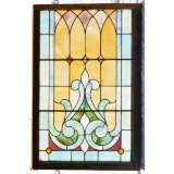 Antique Stain Leaded Glass Wood Frame Window