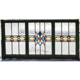 Antique 3 Pane Leaded Glass Wood Frame Window