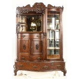 Victorian Oak China Cabinet Hutch