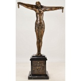 Bronze Art Deco Woman Statue