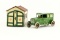 Lehmann Garage with One Wind Up Car Tin Toy