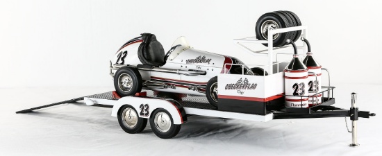 Kurtis Checkerflag Offy Midget Racer/Trailer Model