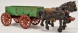 Cast Iron Arcade Horse Drawn Farm Wagon