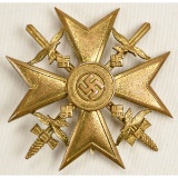 German WWII Spanish Cross in Gold w/ Swords