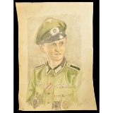 Hand Drawn Nazi Period Picture of German NCO