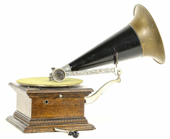 Talk-A-Phone Disc Phono w/Brass Bell Horn