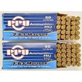 100 Rounds of PPU 7.63 Mauser Ammo