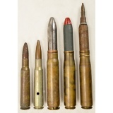 WWII 4 Large Ammo Shells & 1 Trench Art Lighter