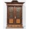 English Oak Bookcase With Leaded Glass Doors