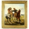 Framed Oil Painting of Fighting Cowboy & Indian