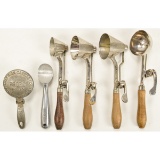 6 Vintage Ice Cream dishers and Shaver