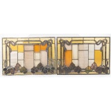 2 Matching Leaded Glass Windows