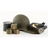 US WWII Helmet, MII Gas Mask Can, Vietnam KR