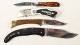 Lot of 4 folding knives w/sharpener