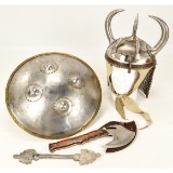 Horned Helmet, Shield, and Hatchet