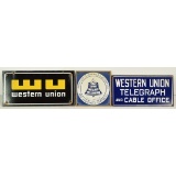 3 Porcelain Signs Western Union AT&T