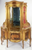 Vintage Vernis Martin Style Gilded Curio Cabinet