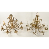 2 Matched Brass Chandeliers