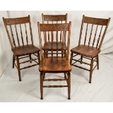 Lot of 4 Press Back Wooden Kitchen Chairs