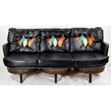 Whiskey Barrel Black Leather Couch