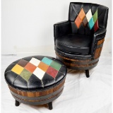 Whiskey Barrel Chairs & Ottoman