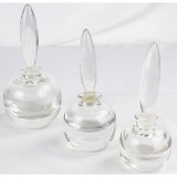 3 Clear Vintage Perfume Bottles