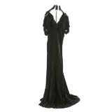 1920's Black Liquid Satin Dress