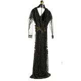 Late Victorian Black Fully Beaded Gown