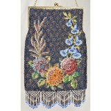 Vintage Large Size Beaded Floral Purse