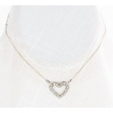 14k Yellow/White Gold Heart w/ Diamonds Necklace