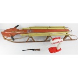 Vintage Red Rocket Sled & Misc. Items