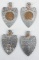 4 Arrowheads W/ Mounted Indian Head Pennies