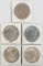 Lot of 5 1920s American Silver Peace Dollars