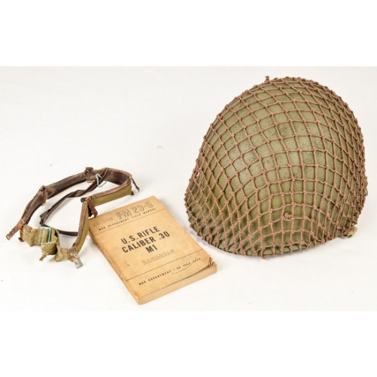 WWII US M1 Helmet & Field Manual