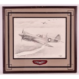 Hand Drawn P-40 Picture w/ Pilot's Wings