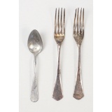 WWII NSDAP Marked Silverware, 2 Forks, 1 Spoon