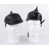 Lot of 2 Imperial German Pickelhaube Helmets