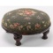 Antique Small Needlepoint Padded Floral Footstool